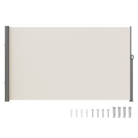 VEVOR Beige Retractable 63'x118'' Awning-Rugged Full Aluminum Rust-Proof Side Awning Patio Sunshine Privacy Divider Wind Screen. Longer Service L
