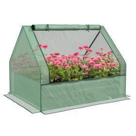 Outsunny Raised Garden Bed with Mini Greenhouse, Galvanized Outdoor Planter Box with Cover, for Herbs and Vegetables, Use for Patio, Garden, Balc
