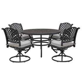 Stylish Outdoor 5-Piece Aluminum Dining Set with Cushion, Sandstorm
