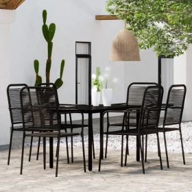 7 Piece Patio Dining Set Black