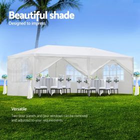 10x20' Wedding Party Canopy Tent Outdoor Gazebo with 6 Removable Sidewalls (Color: White)