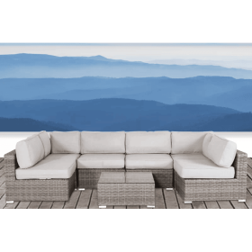 Fully Assembled Wicker Patio Sofa Set for 4 with Cushions Convenient Outdoor Seating Group (Color: as Pic)