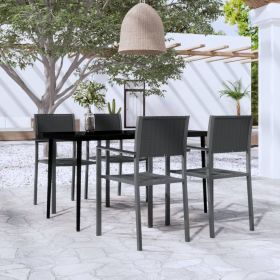 5 Piece Patio Dining Set Black (Color: Black)