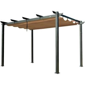 Outdoor Retractable Pergola with Weather-Resistant Sun Shade Canopy, Aluminum Pergola Gazebo for BBQ, Party, Wedding, Patio, Backyard, Deck, Gard (Color: as Pic)